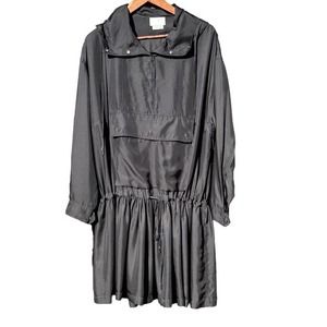 𝅺DKNY drop waist large anorak pocket hooded tunic black size small